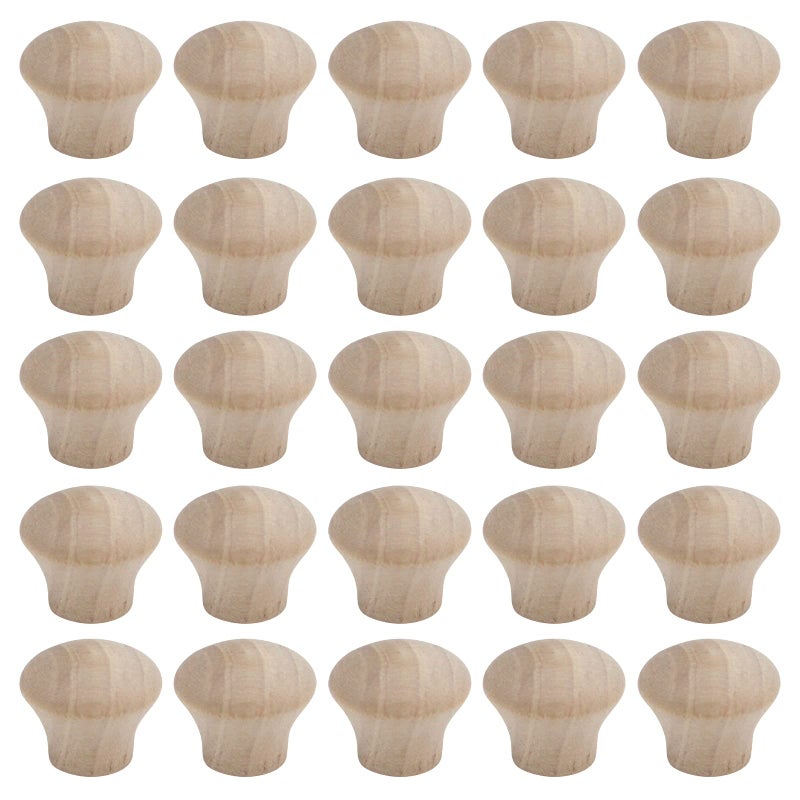 HNGSON 25Pcs Mini Handle Knobs Wood Drawer Knob Cabinet Hardware Unfinished Furniture Door Pull Knobs 0.69""  0.55"" - Image 1